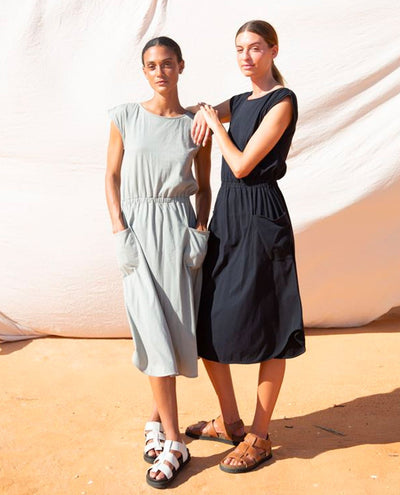 Zerlina Organic Cotton Dress - Soft Sage