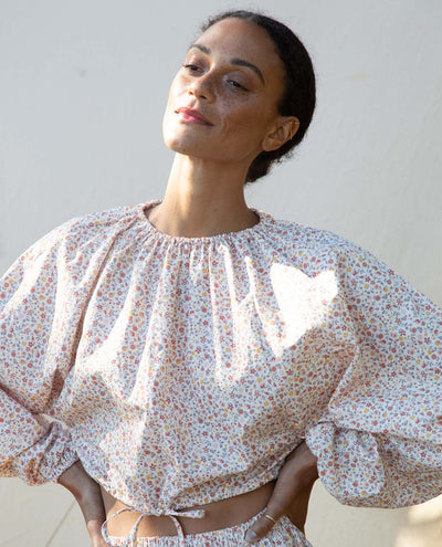Chaya Paige Organic Cotton Blouse - Pink Ditsy Floral