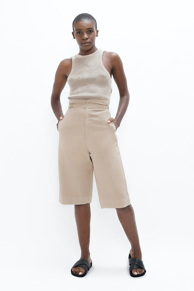 Florence Above Knee Pants - Sand Beige