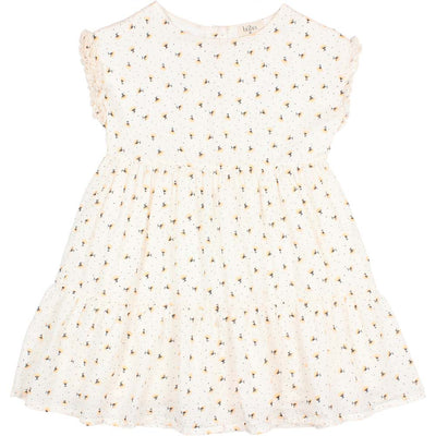 Tiered Floral Spring Cap Sleeveless Dress - Talc
