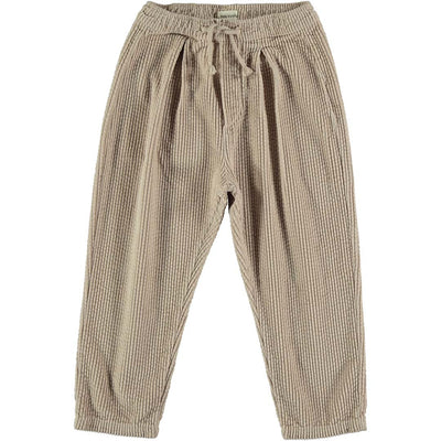 Kids Corduroy Drawstring Trousers - Beige
