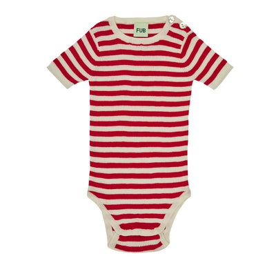 Baby Rib Body - Ecru/Bright Red