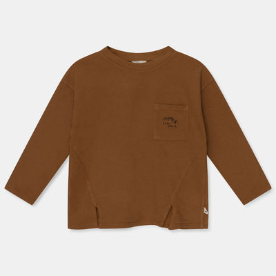 Embroidered Organic Kids T-Shirt - Caramel