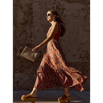 Clark Maxi Dress - Redwood & Sapphire Floral