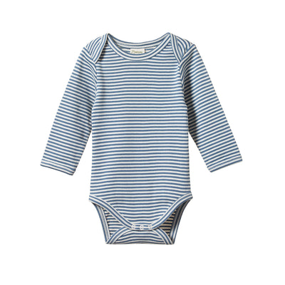 Long Sleeve Bodysuit - Deep Blue Stripe