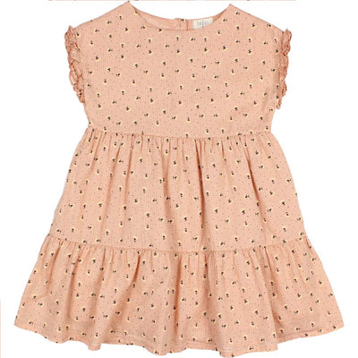 Tiered Floral Spring Cap Sleeveless Dress - Antic Rose