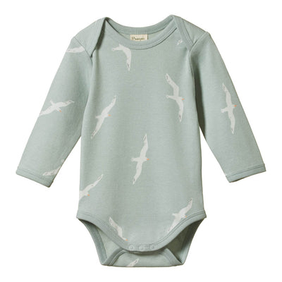 Cotton Long Sleeve Bodysuit - Flying Albatross Print