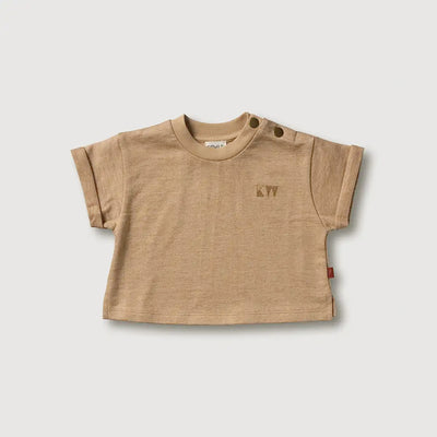 Organic Boxy Tee - Almond Melange