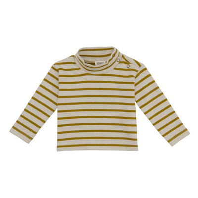Organic Mock Neck Top - Bronze Stripe
