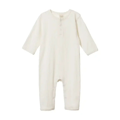 Pointelle Henley Pajama Suit - Natural