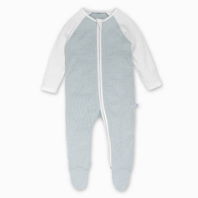 Raglan Sleeve Zip-Up Sleepsuit - Blue Stripe
