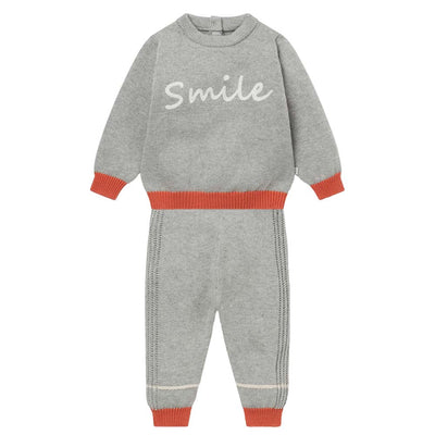 Knitted Smile Slogan Sweater & Jogger