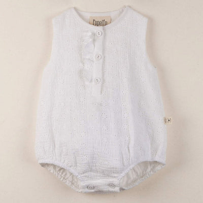 Organic Playsuit with Swiss Embroidery