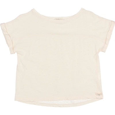 Rolled Sleeve Linen Tee Shirt - Talc