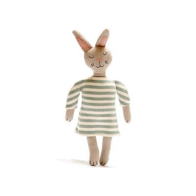 Organic Cotton Knitted Bunny Doll in Stripe Dress