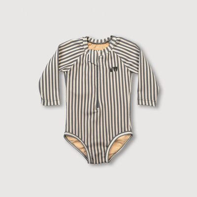 Girls' Rash One Piece - Deep Blue Stripe