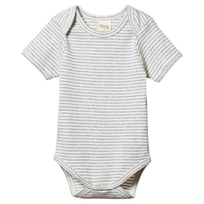Short Sleeve Bodysuit - Grey Marl Stripe
