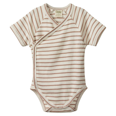 Short Sleeve Kimono Bodysuit - Nougat Sailor Stripe
