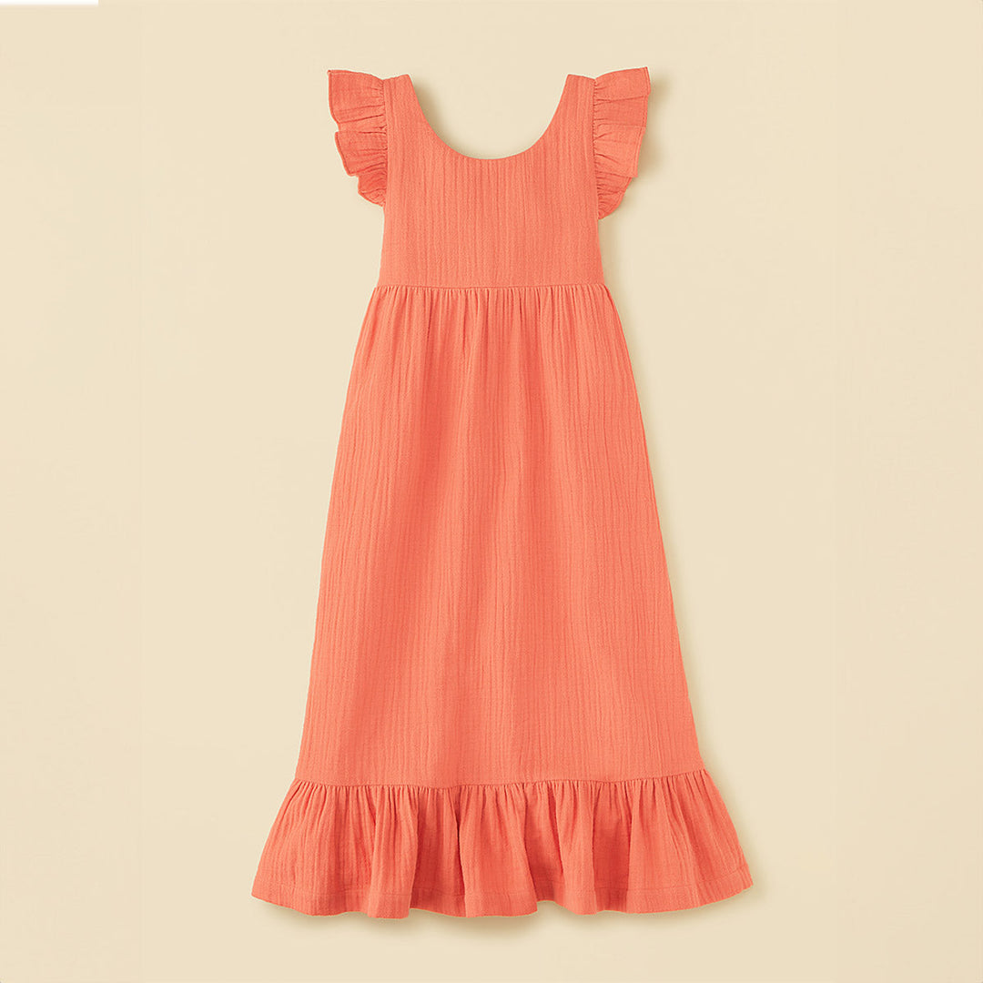 Organic Cotton Maxi Dress With Straps - Burnt Sienna