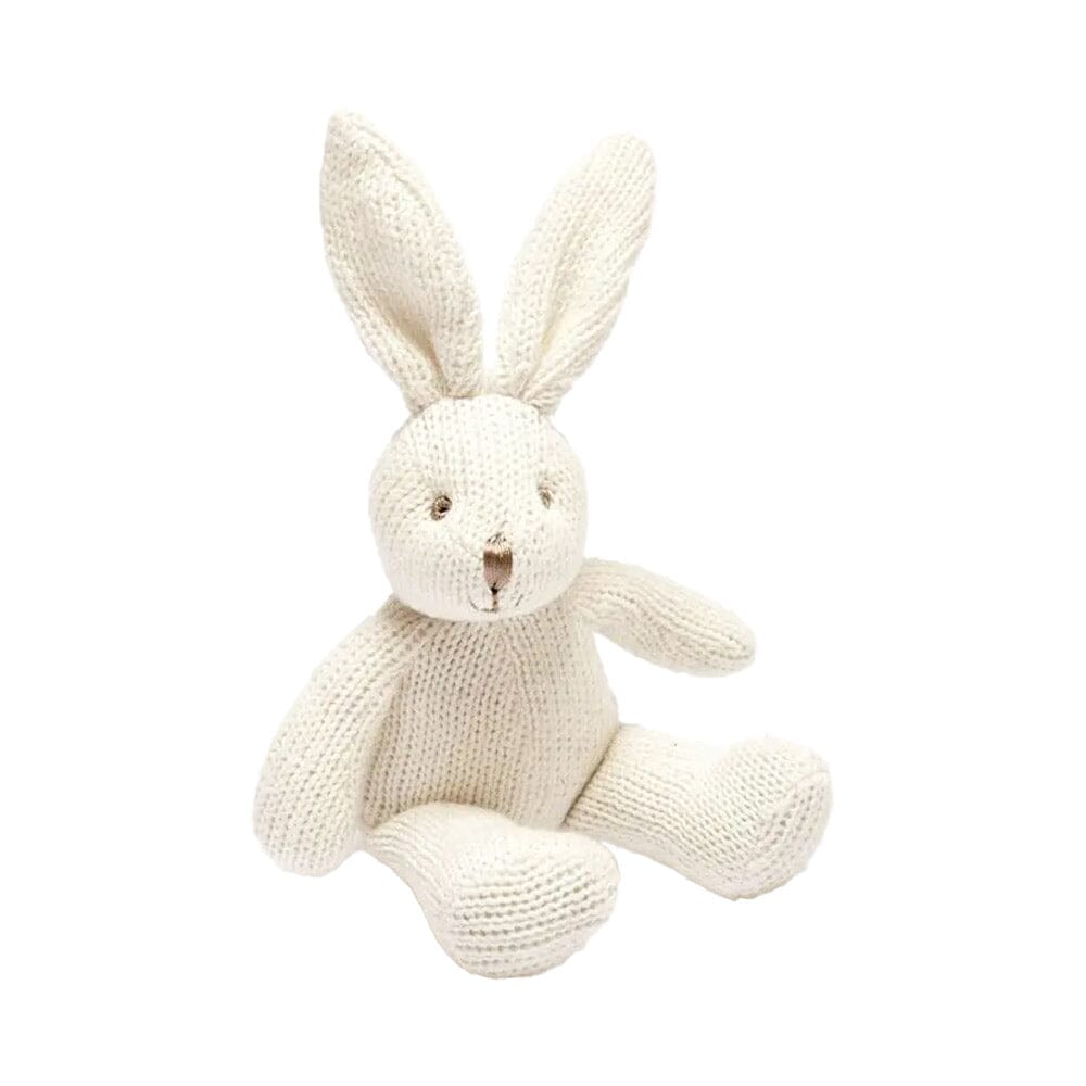 Knitted Organic Cotton White Bunny Baby Rattle