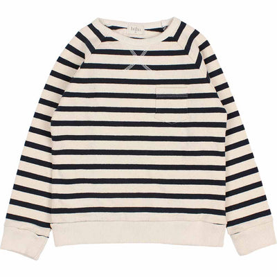 Navy Stripes Sweatshirt - Ecru