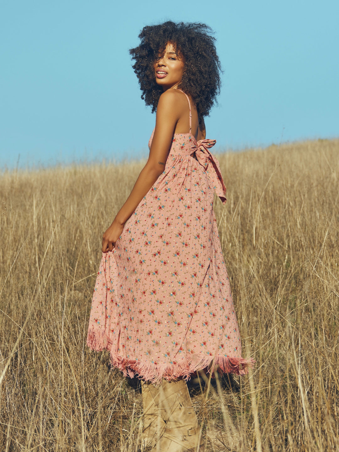 Gavin Beaded Fringe Dress - Primrose Bouquet Floral