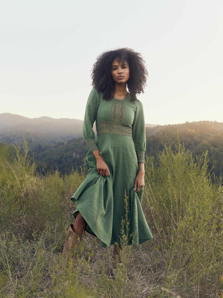 Doris Pieced Crochet Dress - Juniper