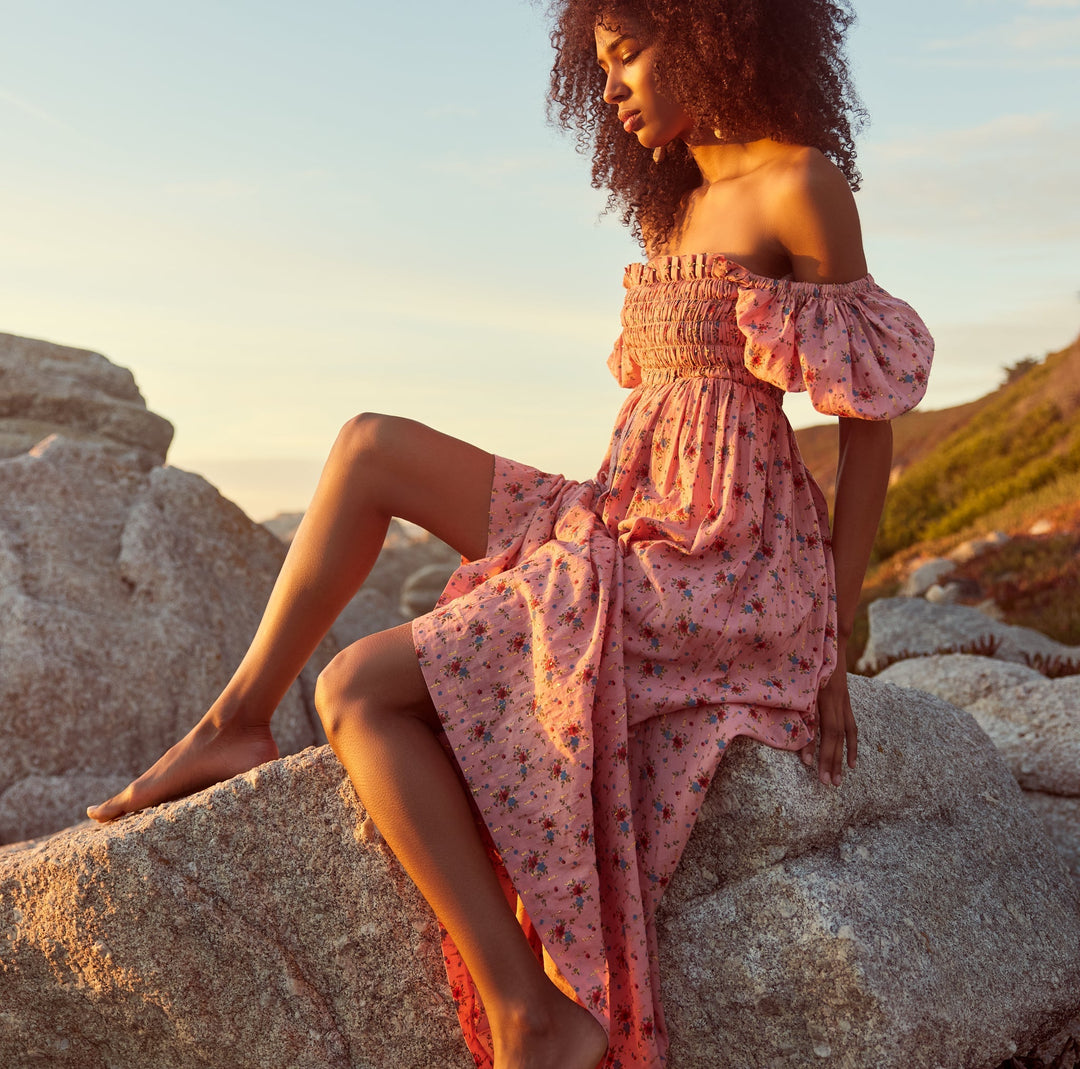 Aurora Puff Sleeve Maxi Dress - Primrose Bouquet Floral