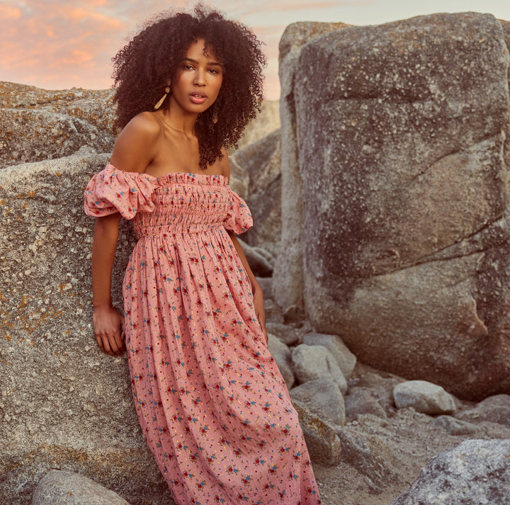 Aurora Puff Sleeve Maxi Dress - Primrose Bouquet Floral
