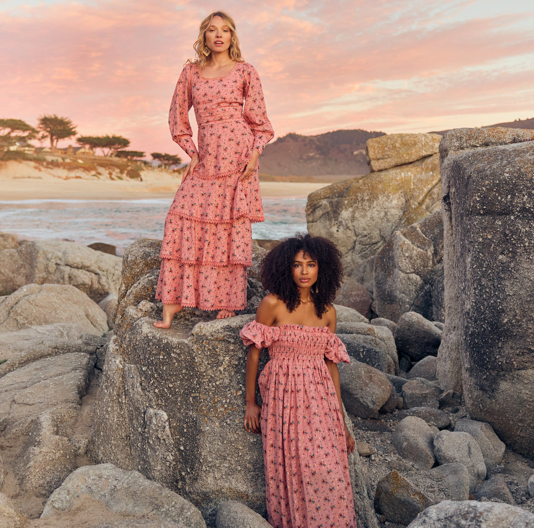 Aurora Puff Sleeve Maxi Dress - Primrose Bouquet Floral