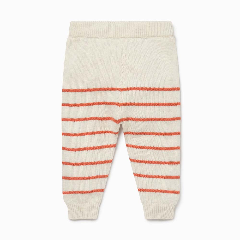 Knitted Stripe Joggers - Oat