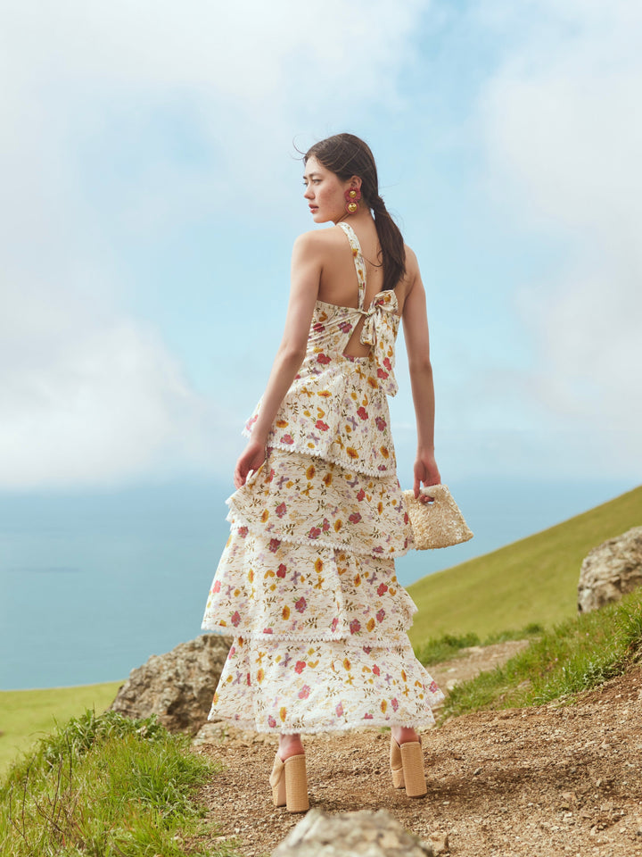 Emma Tiered Dress - Alabaster Multicolor Floral