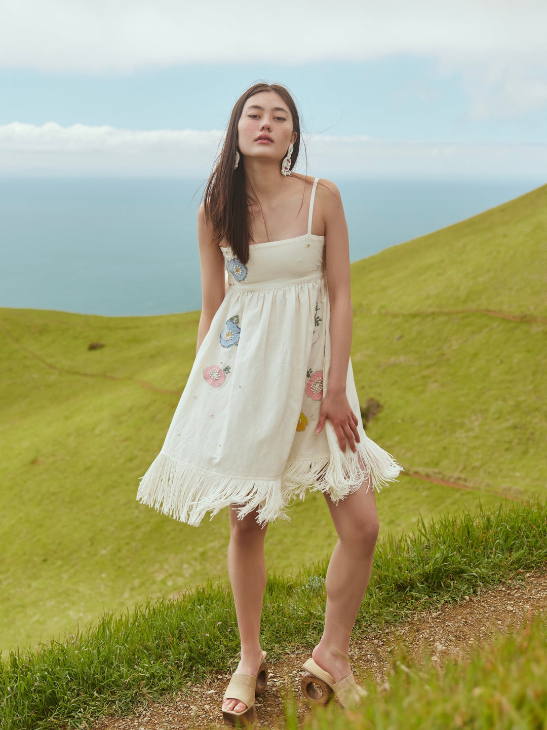 Gavin Beaded Embroidered Mini Dress - Ivory/Pastel Multi Floral Embroidery & Beading