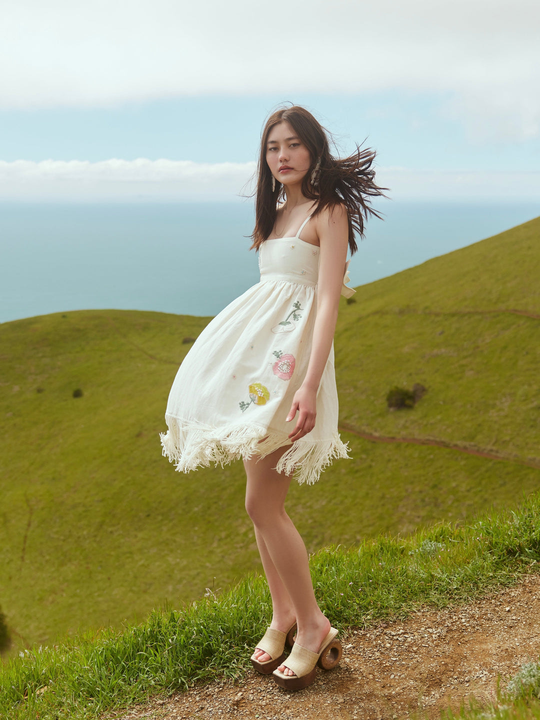 Gavin Beaded Embroidered Mini Dress - Ivory/Pastel Multi Floral Embroidery & Beading