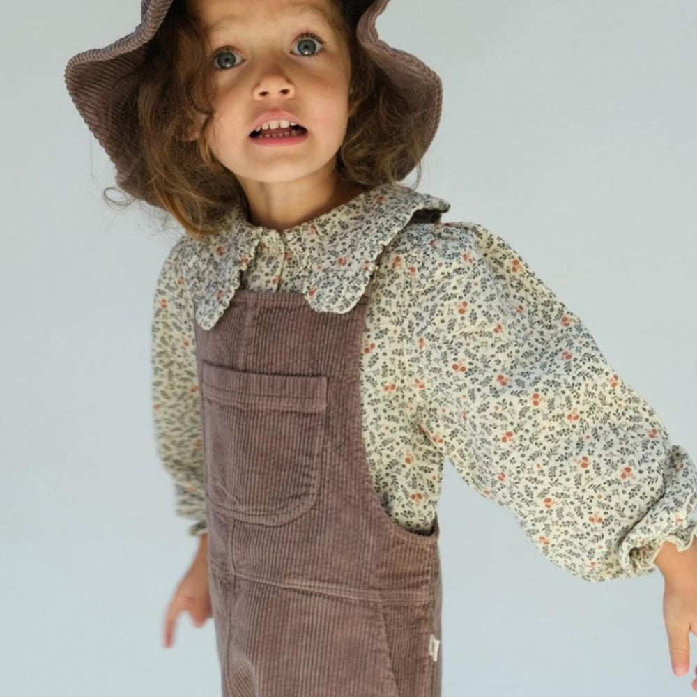 Organic Corduroy Kids Overalls - Garnet