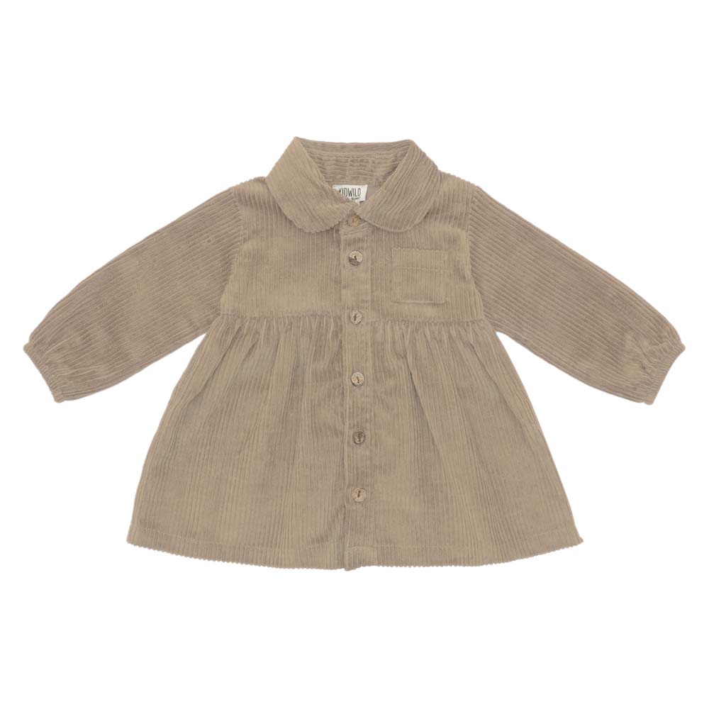 Organic Corduroy Shirt Dress - Almond