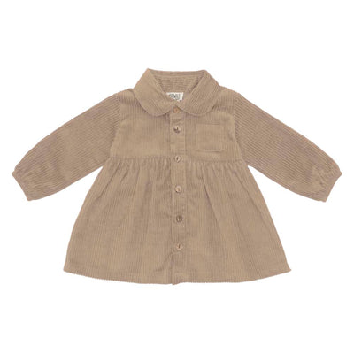 Organic Corduroy Shirt Dress - Almond