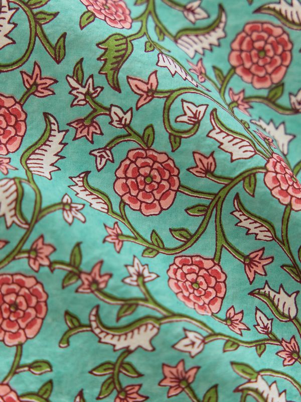 Frances Square Neck Top - Teal & Cerise Floral Print