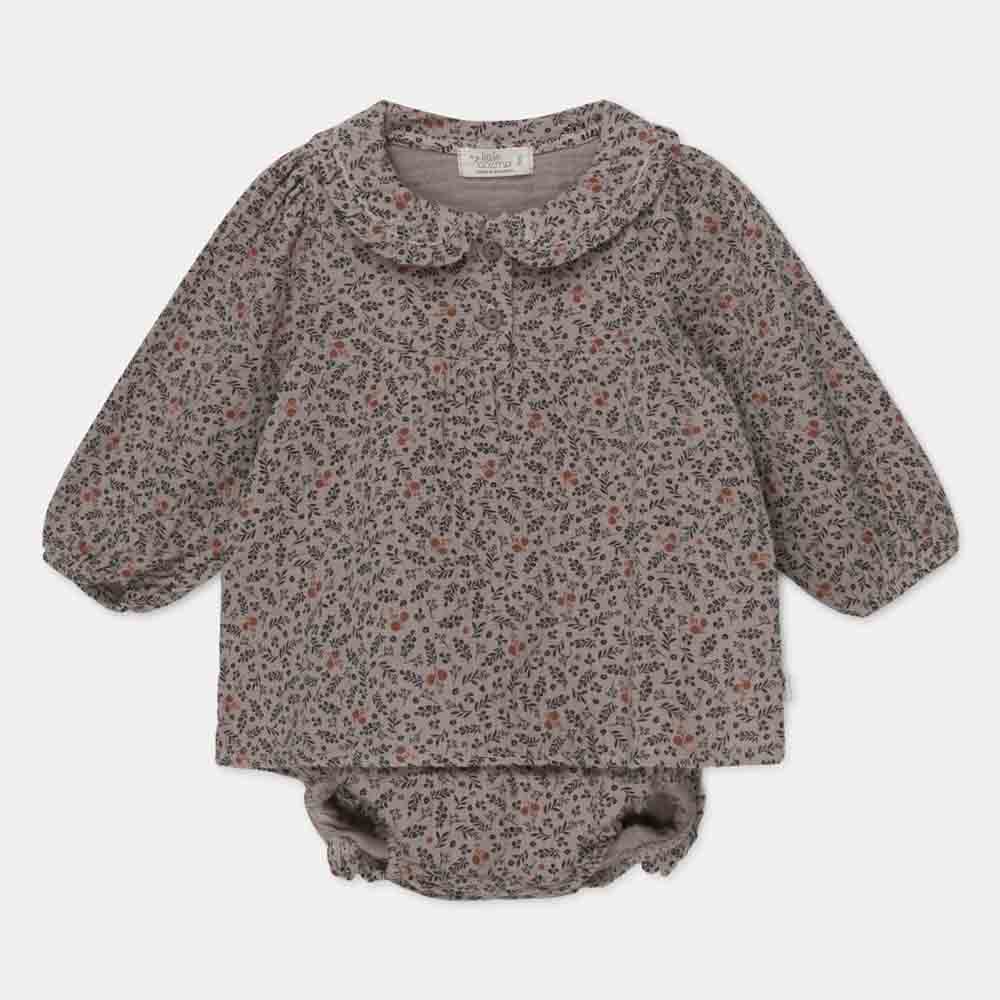 Organic Baby Printed Blouse & Bloomers - Taupe