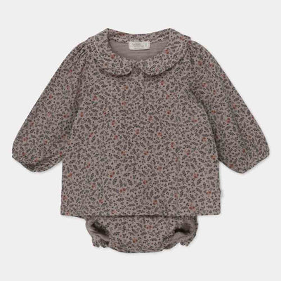 Organic Baby Printed Blouse & Bloomers - Taupe