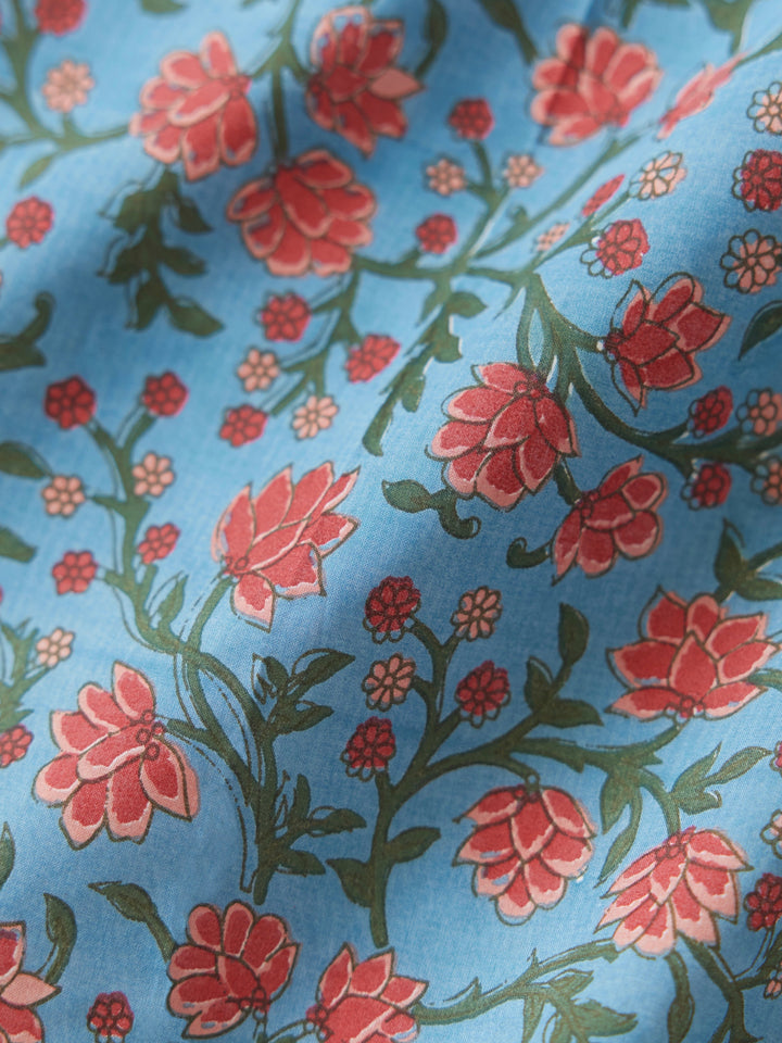 Brenda Tiered Skirt - French Blue/Punch Bouquet Floral print