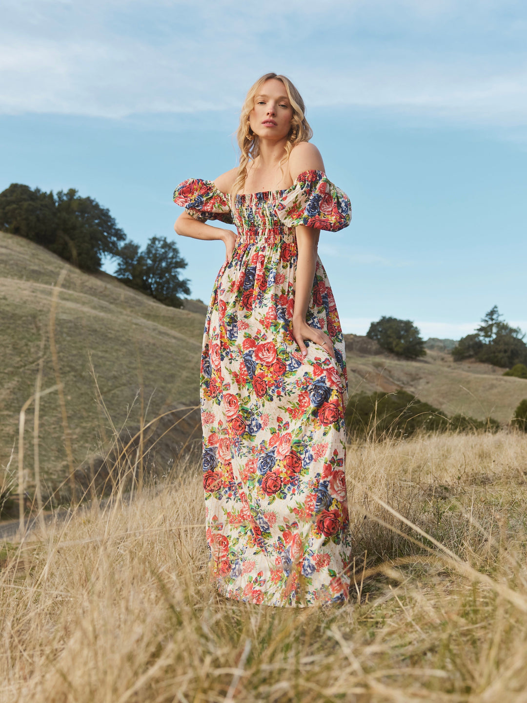 Aurora Puff Sleeve Maxi Dress - Blooming Floral Print