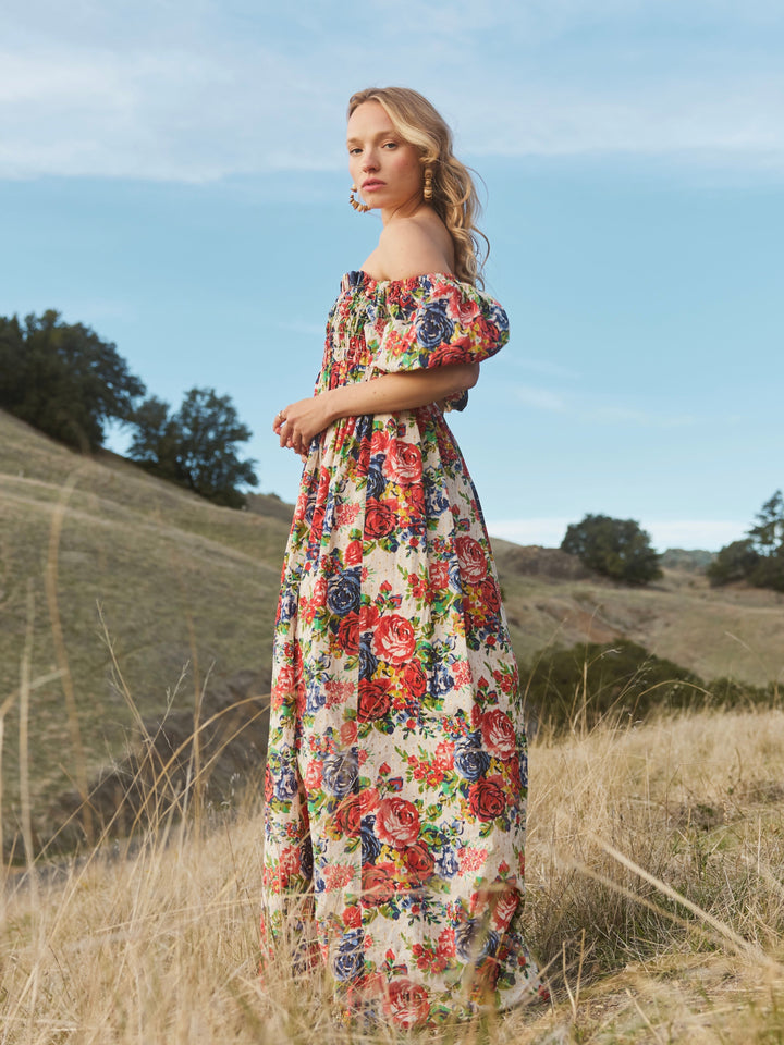 Aurora Puff Sleeve Maxi Dress - Blooming Floral Print
