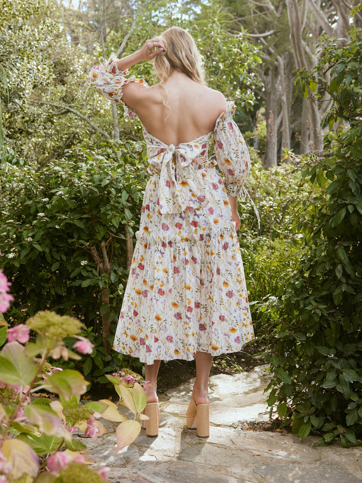Lucile Ruffled Midi Skirt - Alablaster