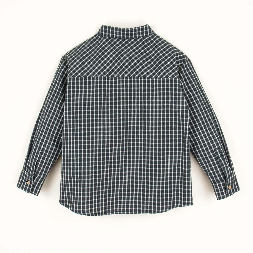 Black Plaid Shirt with Pockets