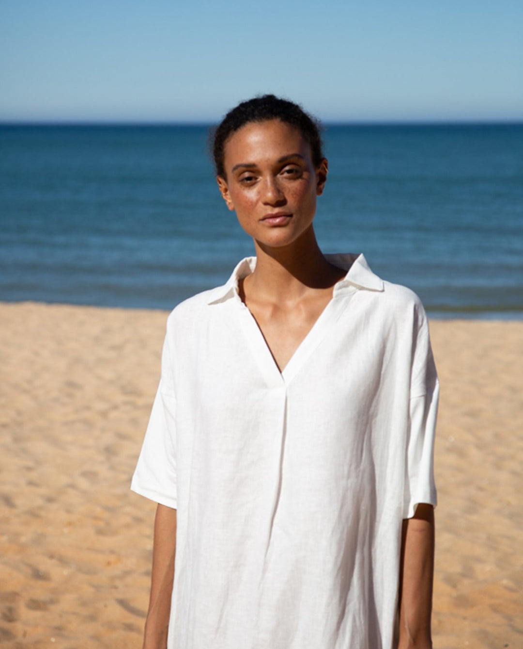 Cecily May Organic Cotton and Linen Dress - White