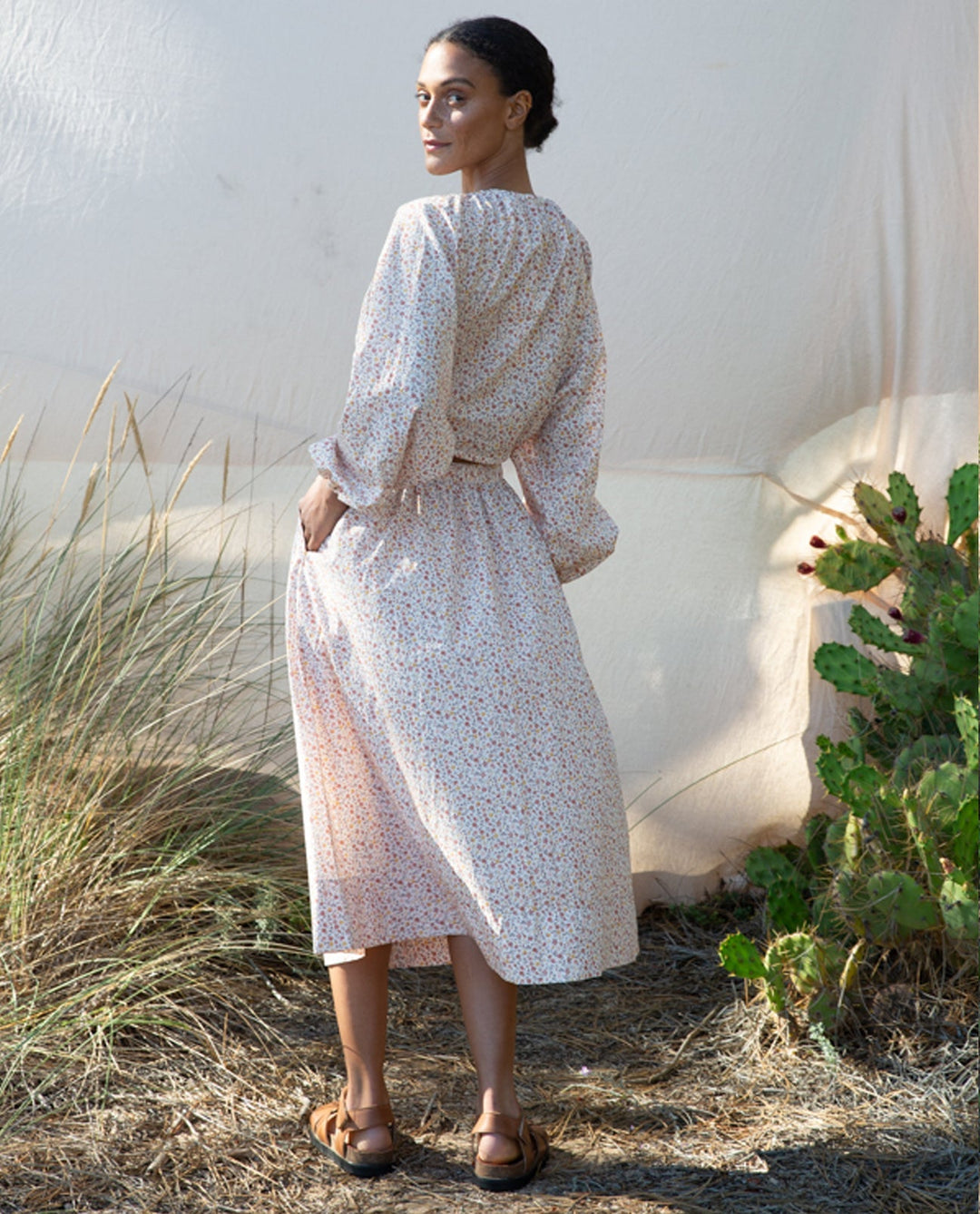 Chaya Paige Organic Cotton Blouse - Pink Ditsy Floral