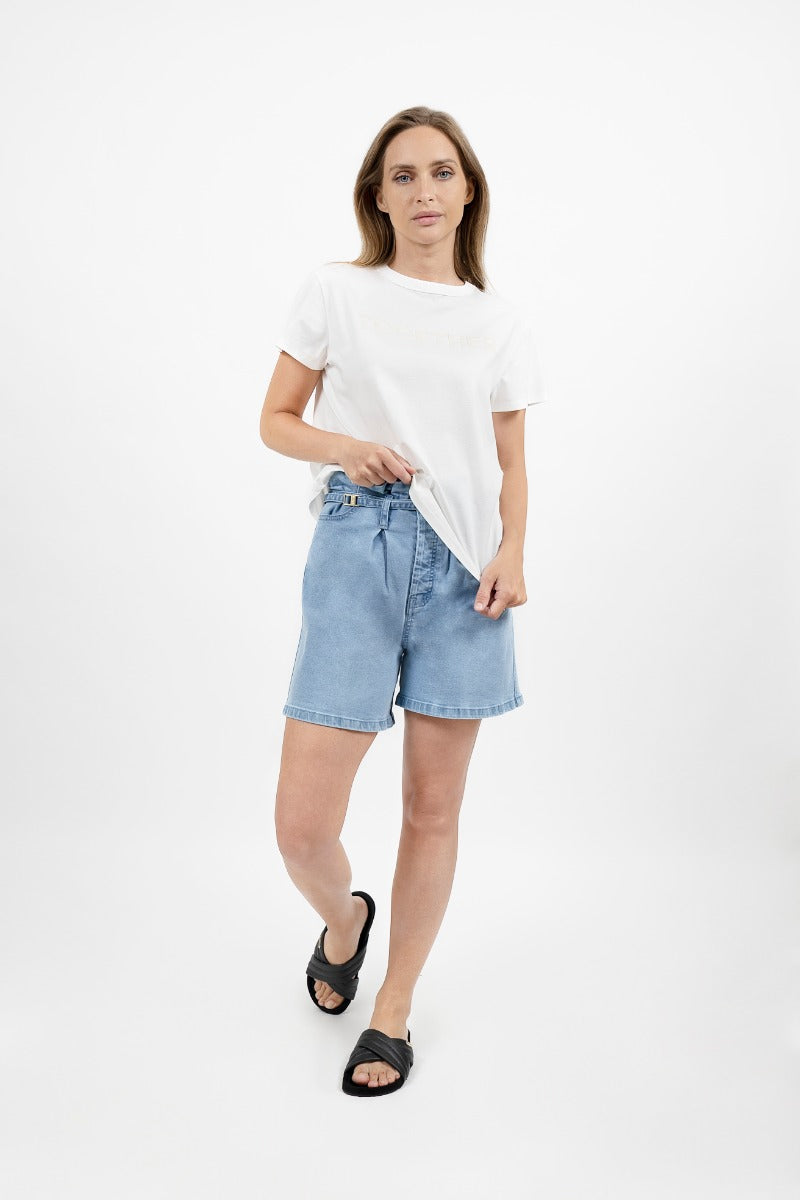 Montana Denim Paperbag Shorts - Sky
