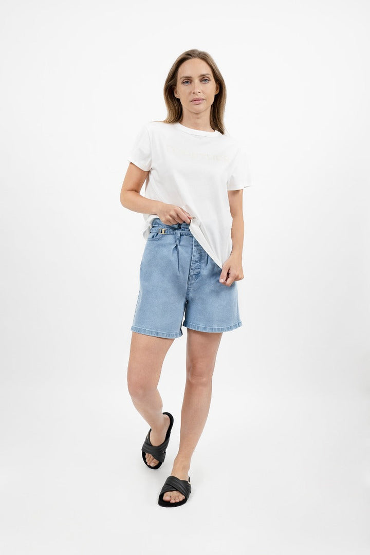 Montana Denim Paperbag Shorts - Sky