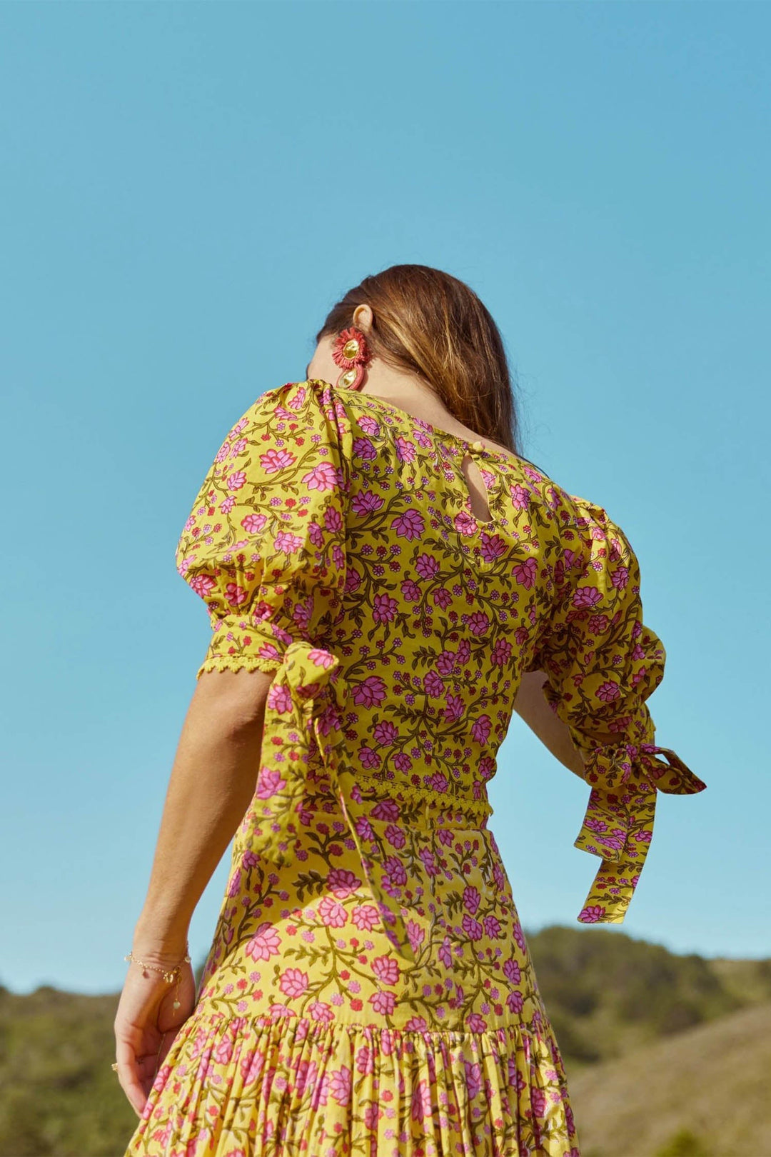 Frances Square Neck Top - Amber & Fuchsia Floral Print